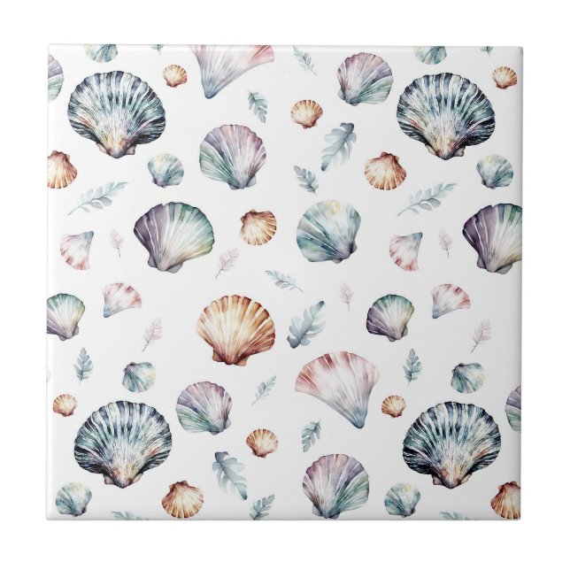 Azulejo De Cerâmica Seashell Ocean Beach Sea Shell Design 358 (Frente)