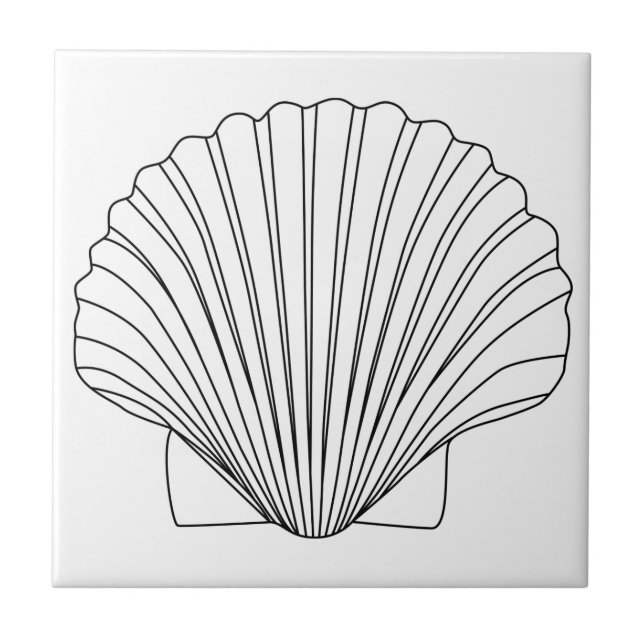 Azulejo De Cerâmica Seashell Preto (Frente)