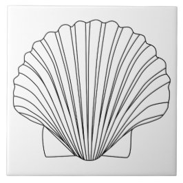 Azulejo De Cerâmica Seashell preto do Scallop dos moluscos