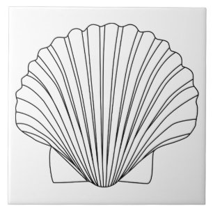 Azulejo De Cerâmica Seashell preto do Scallop dos moluscos