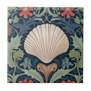 Azulejo De Cerâmica Seashell William Morris estilo oceano temido flora
