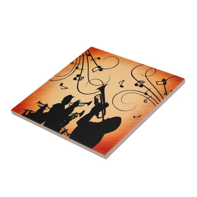 Azulejo De Cerâmica Seção de Trompete Jazz Música Laranja Ferrugem (Lateral)