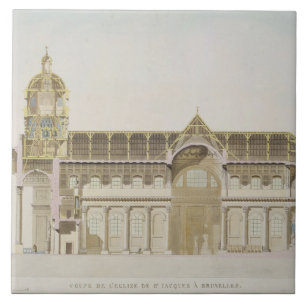 Azulejo De Cerâmica Secção transversal da igreja de St. Jacques,