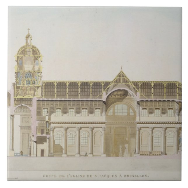 Azulejo De Cerâmica Secção transversal da igreja de St. Jacques, (Frente)