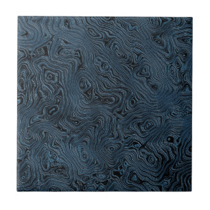 Azulejo De Cerâmica Seda Moire Falsa Ondulada em Azul Teal Rico 