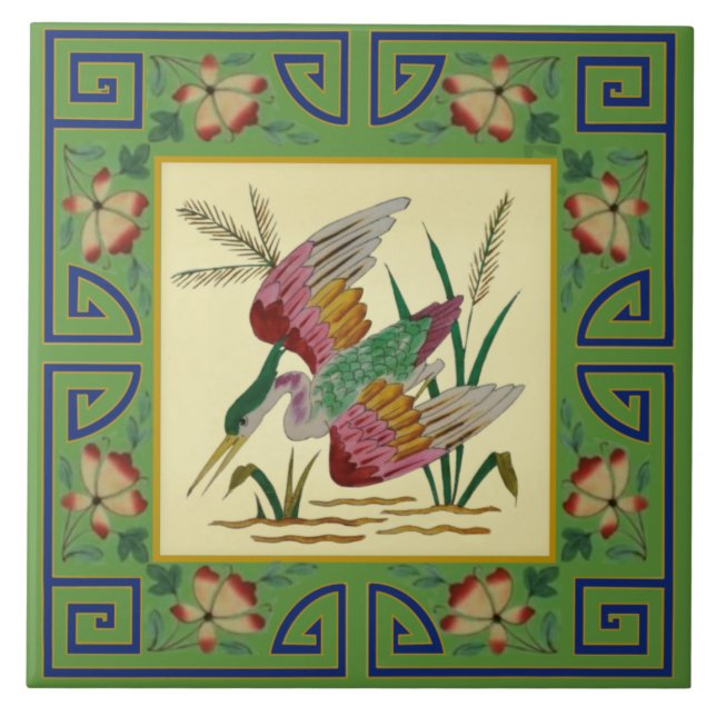 Azulejo De Cerâmica segundo de Pair Minton Jade Aesthetic Bird Repro (Frente)
