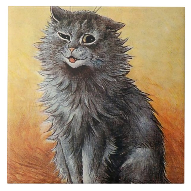 Azulejo De Cerâmica "Segundo Prêmio no Cat Show" de Louis Wain (Frente)