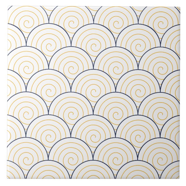 Azulejo De Cerâmica Seigaiha Seamless Pattern Cerâmica (Frente)