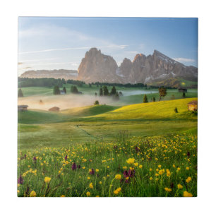 Azulejo De Cerâmica Seiser Alm, cumes da dolomite, Italia