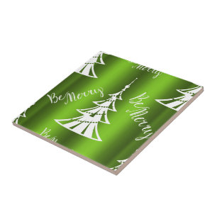 Azulejo De Cerâmica Seja Feliz no Natal Verde