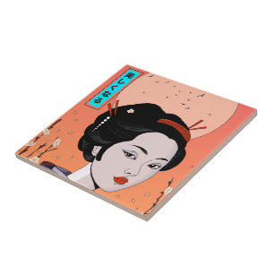 Azulejo De Cerâmica Seja Linda Garota Geisha