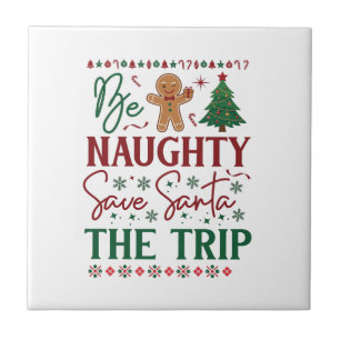 Azulejo De Cerâmica Seja Travesso Salve Viagem de Papai Noel Biscoito