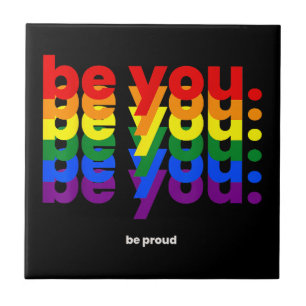Azulejo De Cerâmica Seja Você Seja Orgulhoso LGBTQ Orgulho Arco-íris L