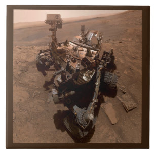 Azulejo De Cerâmica Selfie da Paisagem Marciana Vermelha do Curiosity