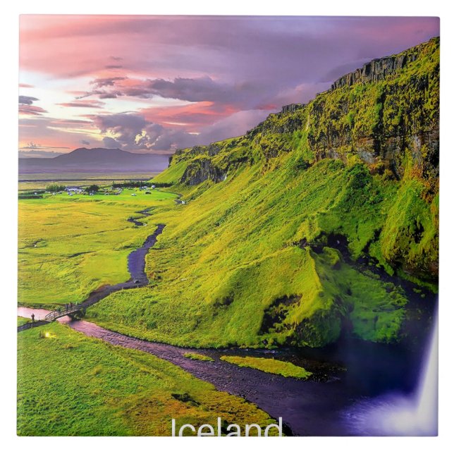 Azulejo De Cerâmica Seljalandfoss, Islândia (Frente)