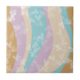 Azulejo De Cerâmica Selos de Coração Pastel com Redemoinhos Groovy