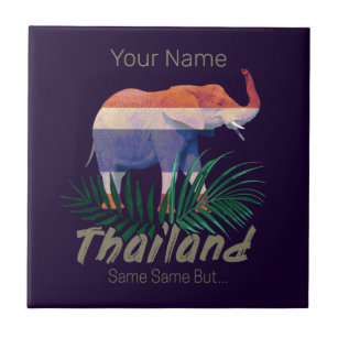 Azulejo De Cerâmica Selva de Bandeira Elefante da Tailândia deixa Souv