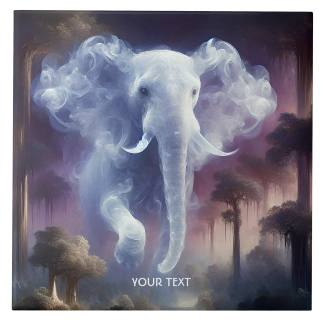 Azulejo De Cerâmica Selva de Elefante Fantasy Cute Mist (Frente)