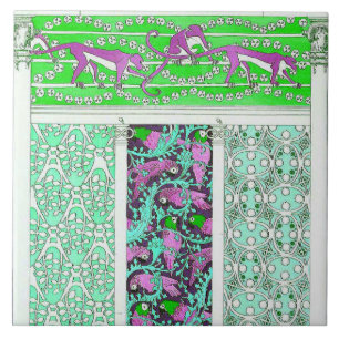 Azulejo De Cerâmica Selva do papagaio e do macaco