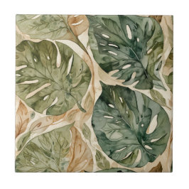 Azulejo de cerâmica sem costura Monstera Verde
