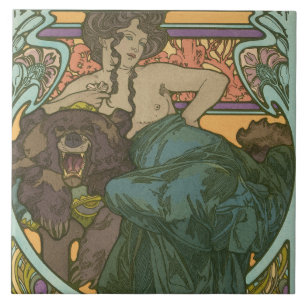 Azulejo De Cerâmica Sem título por Alphonse Mucha (1902)