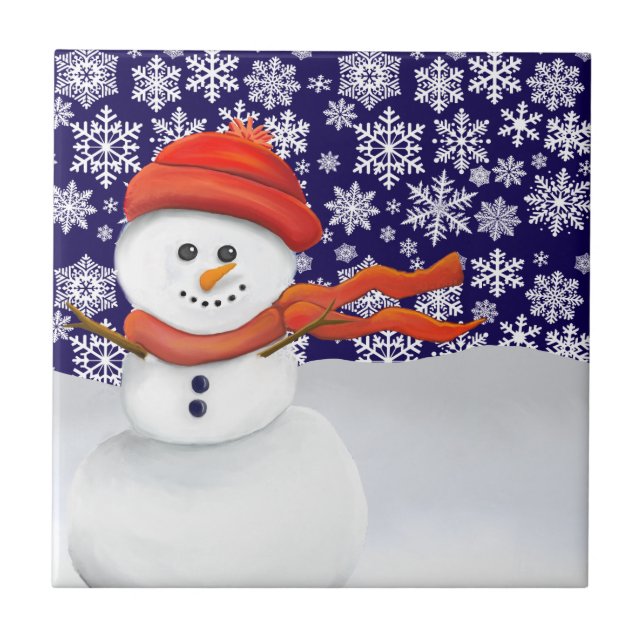 Azulejo De Cerâmica Senhor Boneco de Neve (Frente)