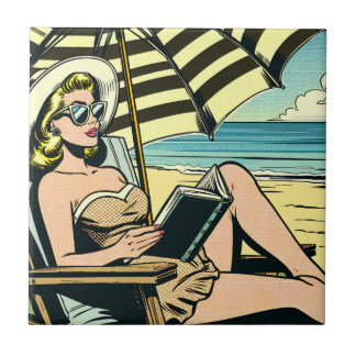 Azulejo De Cerâmica Senhora da Pop na praia