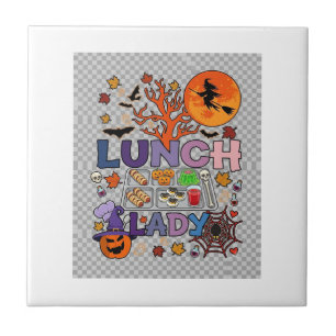 Azulejo De Cerâmica Senhora do Almoço Halloween Bruxa Lua Abóbora_1
