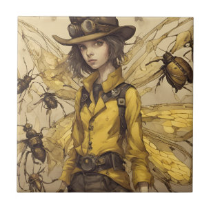 Azulejo De Cerâmica Senhora do Inseto Steampunk