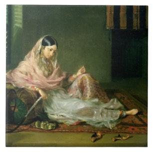 Azulejo De Cerâmica Senhora muçulmana Reclining, 1789 (óleo em canva