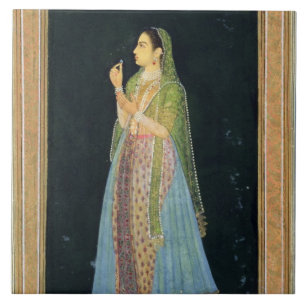 Azulejo De Cerâmica Senhora que guardara uma flor, do álbum pequeno de