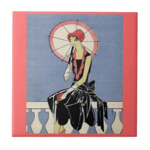 Azulejo De Cerâmica Senhora retro Telhar do art deco