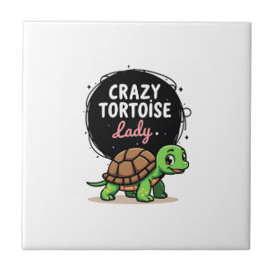 Azulejo De Cerâmica Senhora Tartaruga Louca Tartarugas Mãe Mulheres Ta