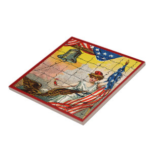 Azulejo De Cerâmica Senhora Vintage, Águia, Bandeira e Mosiac da Liber