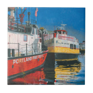 Azulejo De Cerâmica Senhorita Portland Fireboat e Casco Bay Ferries