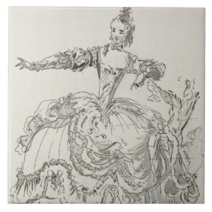 Azulejo De Cerâmica Senhorita Puvigne como a estátua viva, em