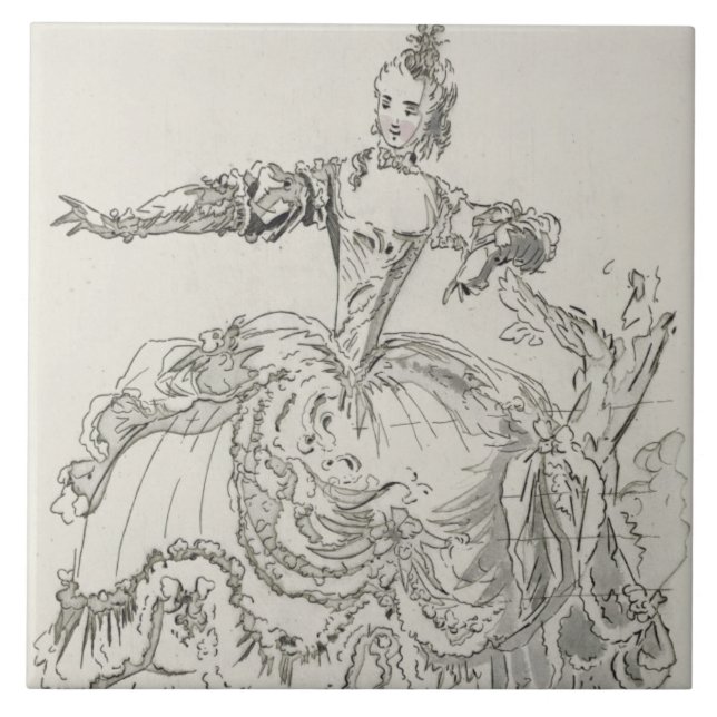 Azulejo De Cerâmica Senhorita Puvigne como a estátua viva, em (Frente)