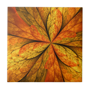 Azulejo De Cerâmica Sensação de outono, Flor Fractal Abstrato moderna