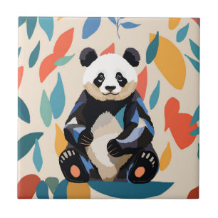 Azulejo De Cerâmica Sentado Colorido Matisse Do Urso De Panda Inspirad