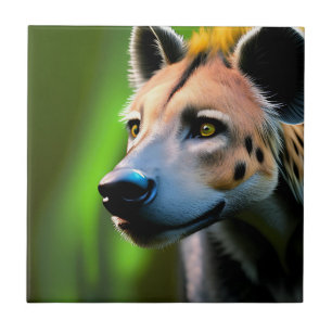 Azulejo De Cerâmica Sentenciou A Hyena A Olhar Para A Sua Presa,