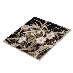 Azulejo De Cerâmica Sepia Tone Petunias Mexicanas