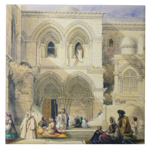 Azulejo De Cerâmica Sepulchre santamente, em Jerusalem (litho da cor)
