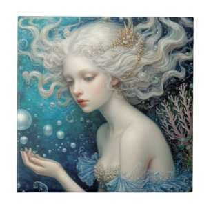 Azulejo De Cerâmica Sereia Coral Sob A Fantasia Do Mar