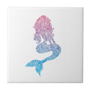 Azulejo De Cerâmica Sereia de padrão rosa e azul