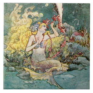 Azulejo De Cerâmica “Sereia e Harpa” por Charles Folkard