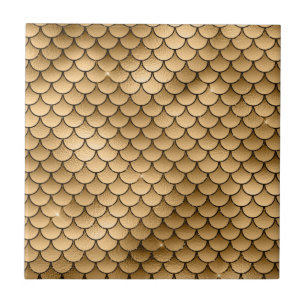 Azulejo De Cerâmica Sereia Escama de Peixe Dourado Bronze Brilhante