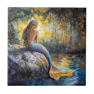 Azulejo De Cerâmica Sereia na Pintura de Grotto