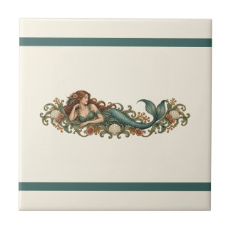 Azulejo De Cerâmica Sereia Ornamentada Friso de Cor Personalizada