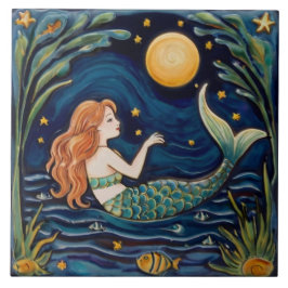 Azulejo De Cerâmica Sereia Starry Night Sea Fairytalt Marinho Azul