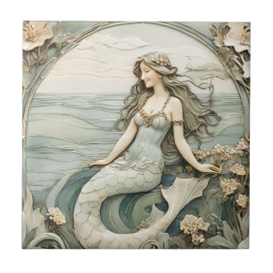 Azulejo De Cerâmica Sereid Art Nouveau Faux Alivio Mint Sea